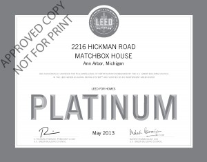 Matchbox House Certificate